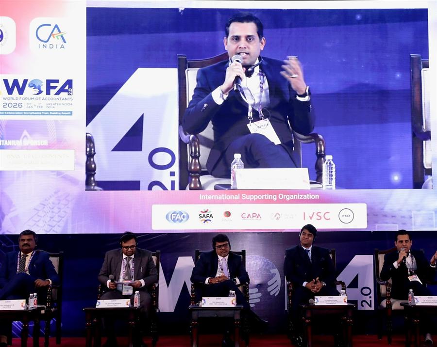 Shammi Prabhakar speaking on a WOFA panel hosted by ICAI